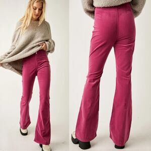 Free People Jayde Corduroy Flare Jeans Pink Baton Rouge High Rise NWOT Size 31